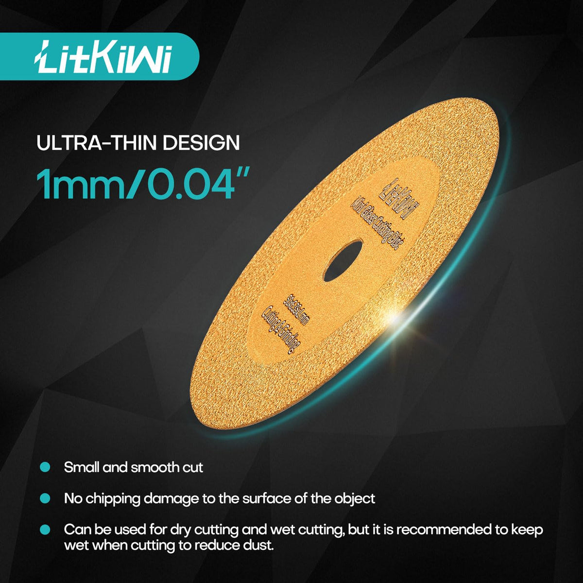 LitKiwi cutting disc shows two round mandrels for versatile mounting