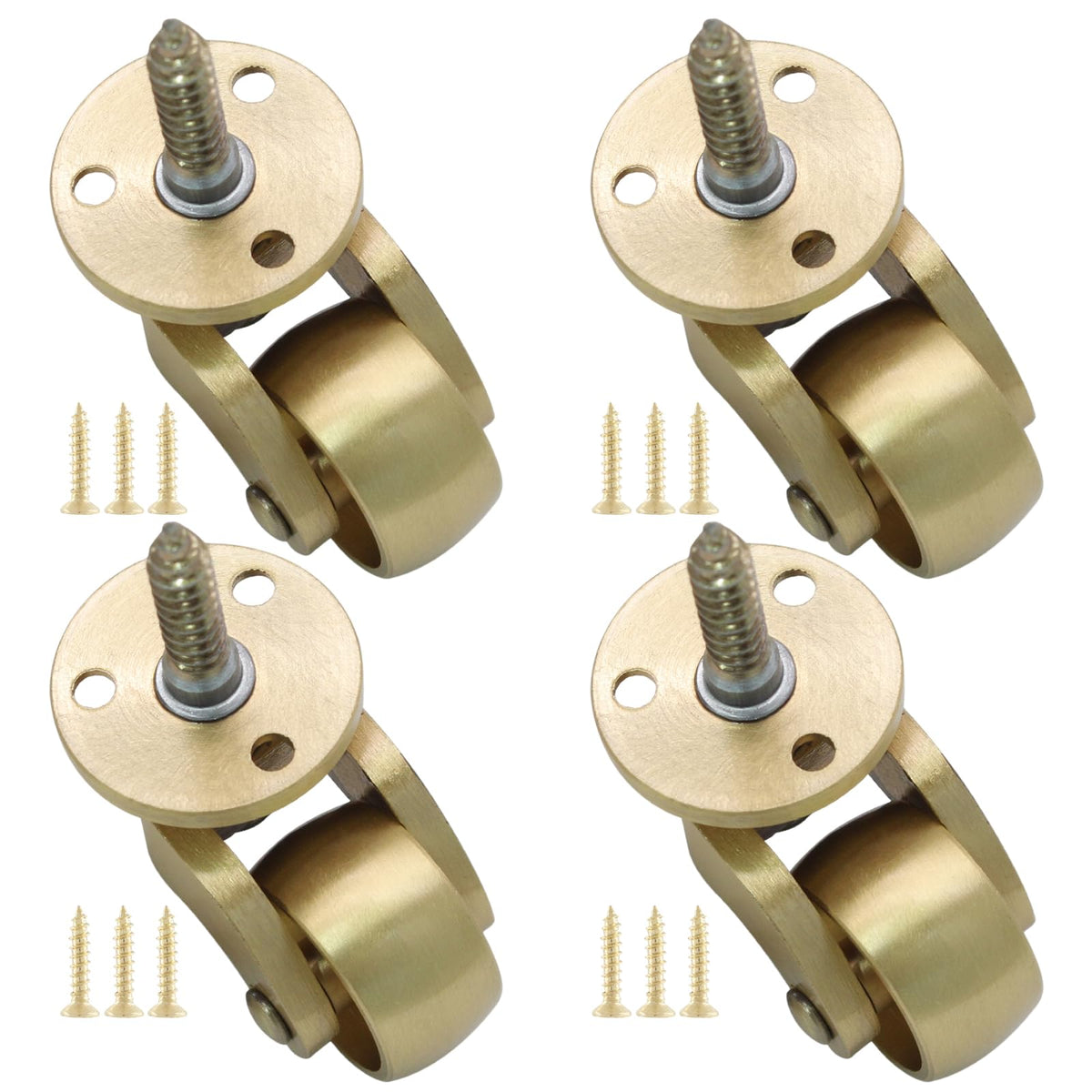 Litoexpe brass caster stem assembly with four pieces for easy mobility.