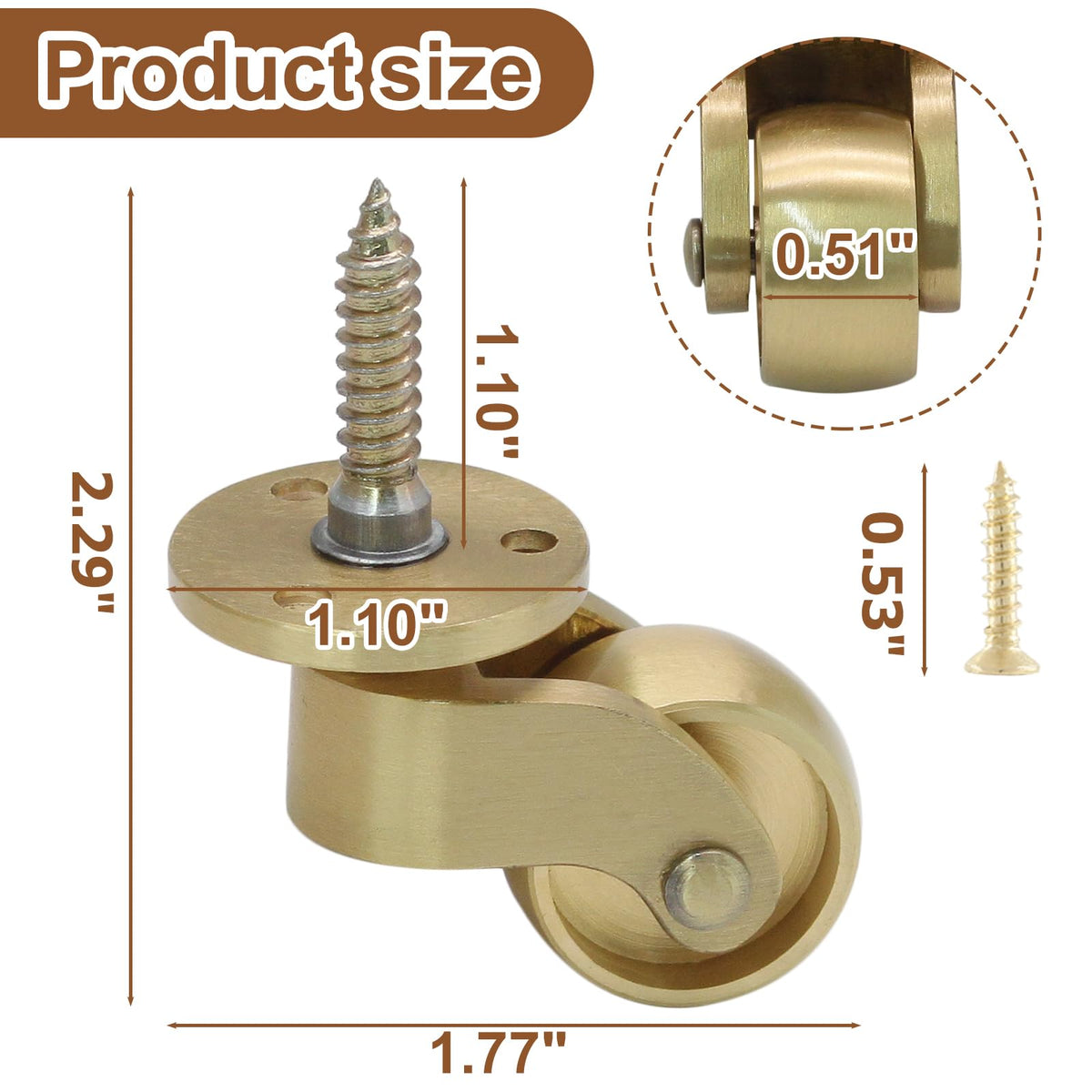 Close-up of Litoexpe brass material showing sturdy caster construction.
