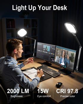 LitONES 2000 lumen beam provides bright, even desk illumination for multitasking