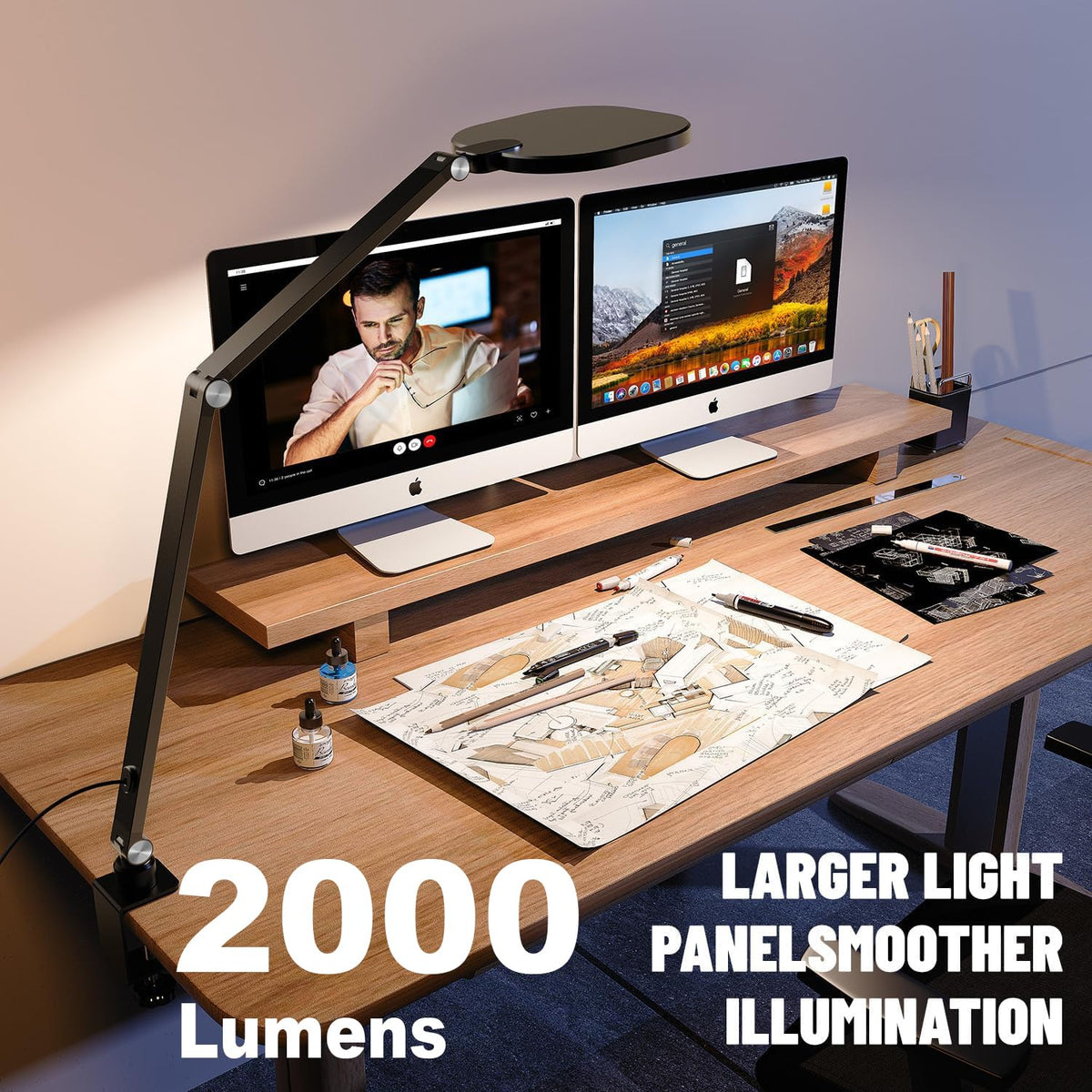 LitONES clamp-friendly desk setup saves space and fits tight work areas