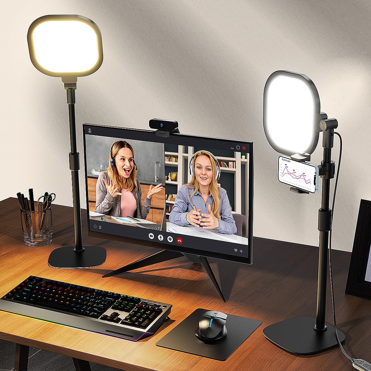 LitONES desktop light provides glare-free, soft glow for video calls