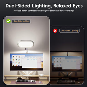 LitONES LED desk lamp arm extend provides flexible height for comfortable screen lighting.