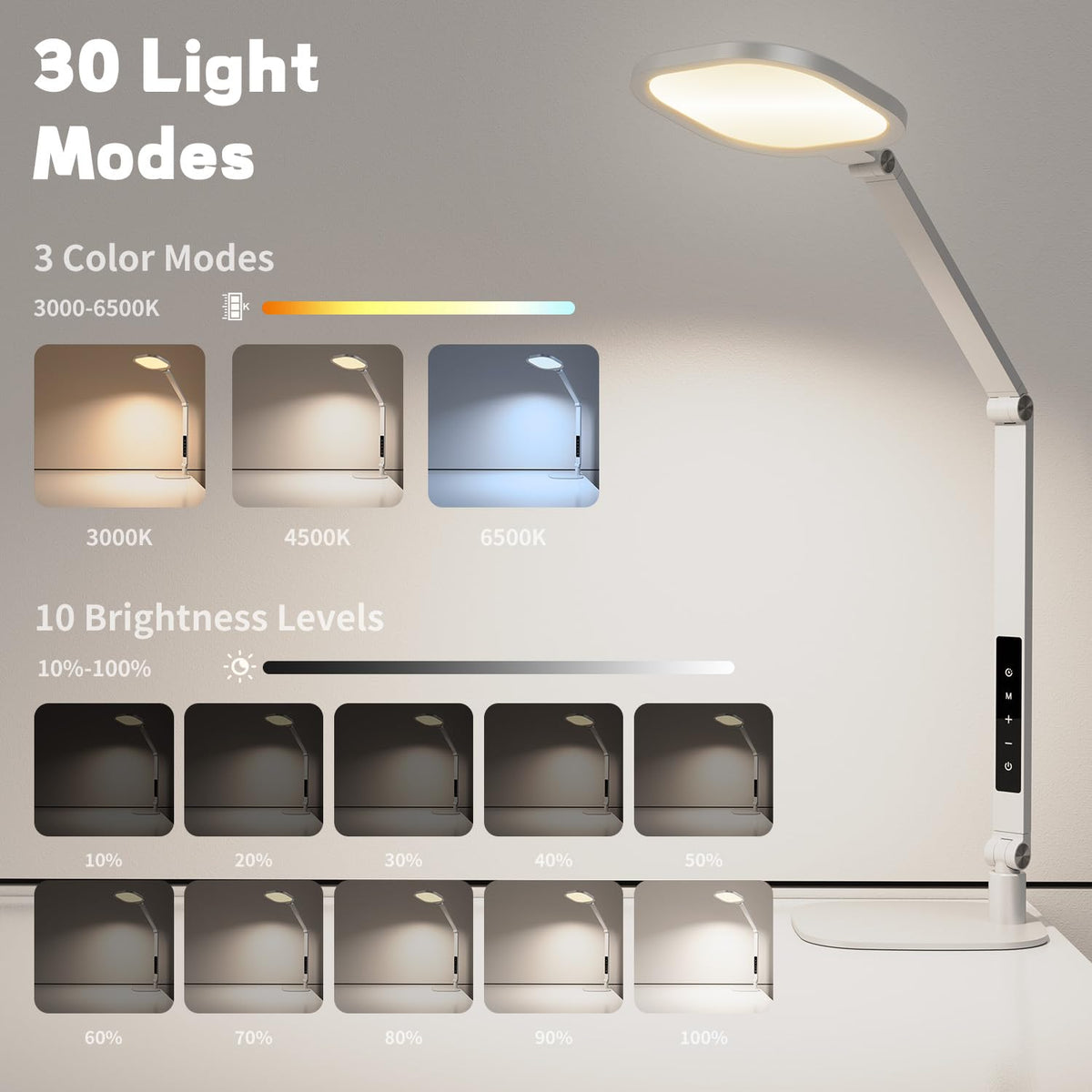 LitONES LED lamp shows color temperature adjustment for precise task lighting