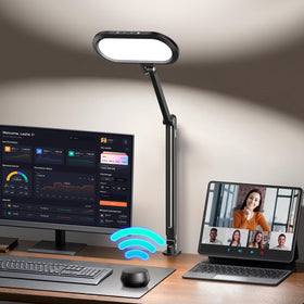 LitONES LED desk lamp with double-side head for even light during video calls