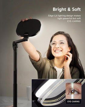 LitONES tall lamp extended height enables wide coverage over multi-monitor setups.