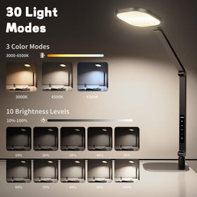 LitONES LED desk lamp head tilt for glare-free screen viewing.