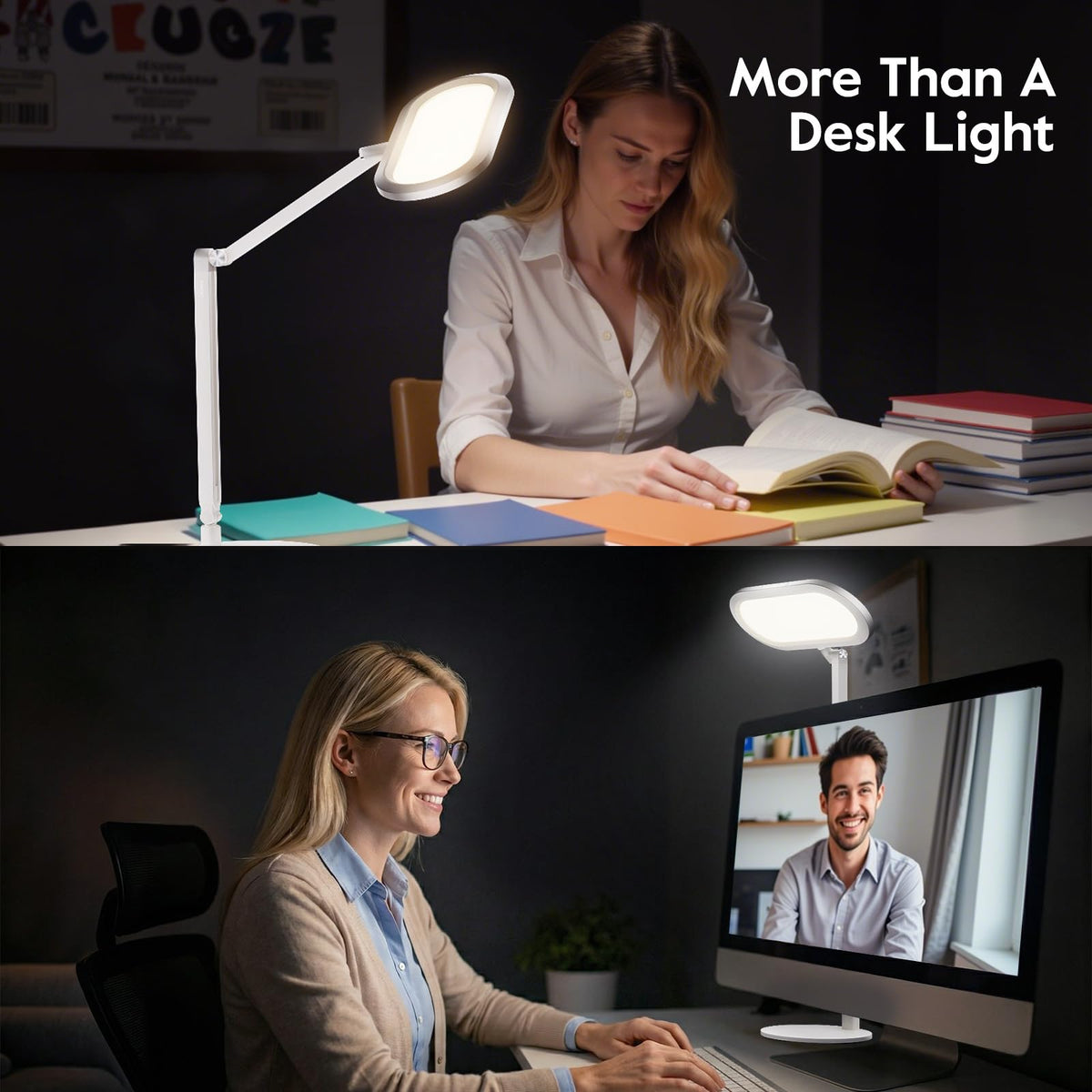 LitONES LED desk lamp knob remote enables precise, hands-free control during calls.