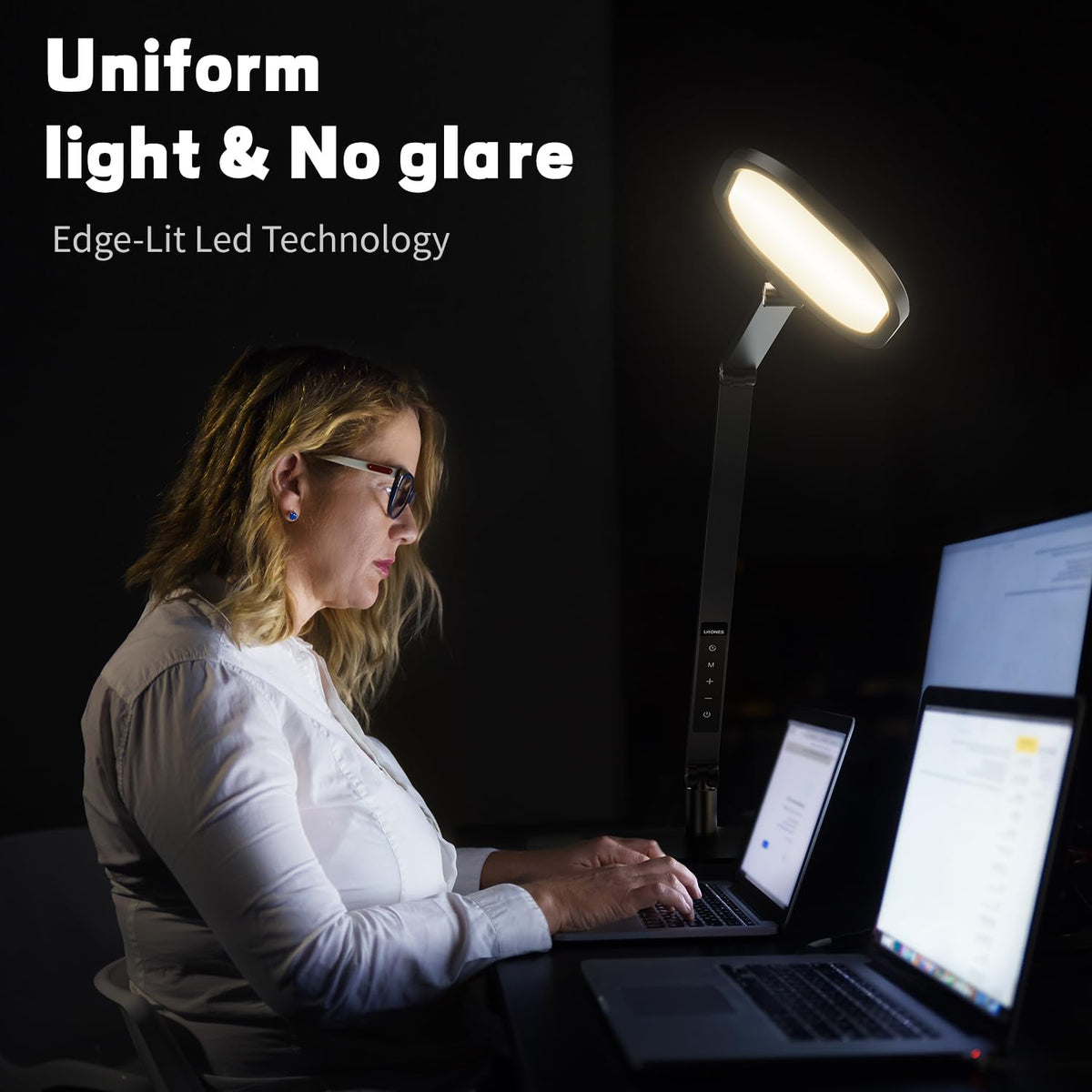 LitONES LED desk lamp metal base provides stable support.