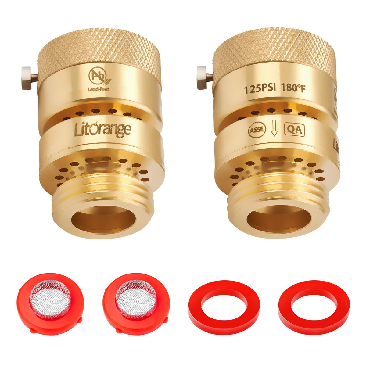 LitOrange 2-pack fine-thread vacuum breaker secures garden hose connections.