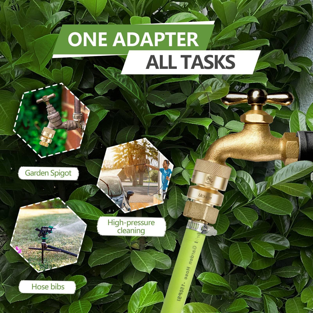 LitOrange garden hose thread outlet suitable for spigots and faucets.