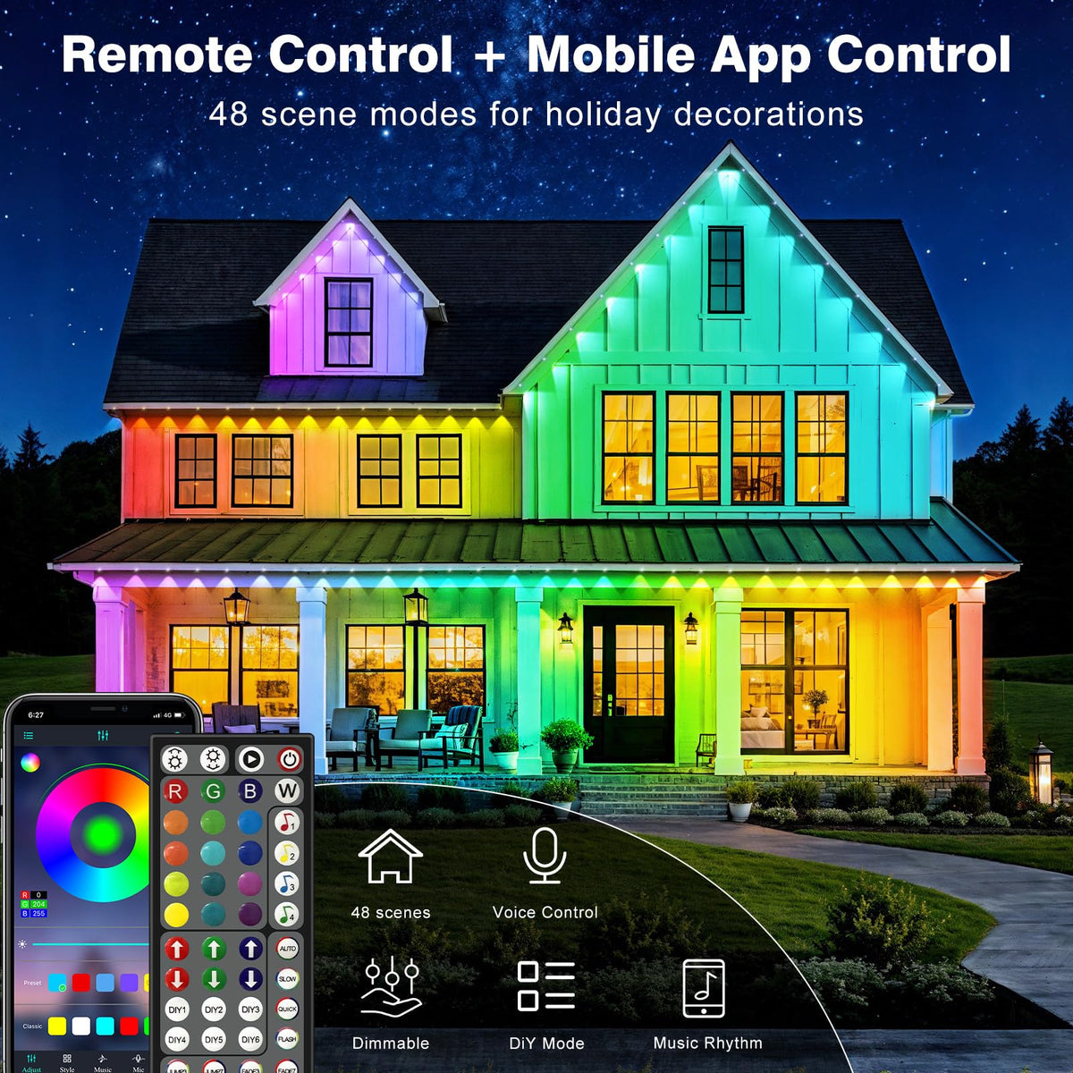 LITSOUL 16 million colors controlled by app and remote for customizable mood lighting.