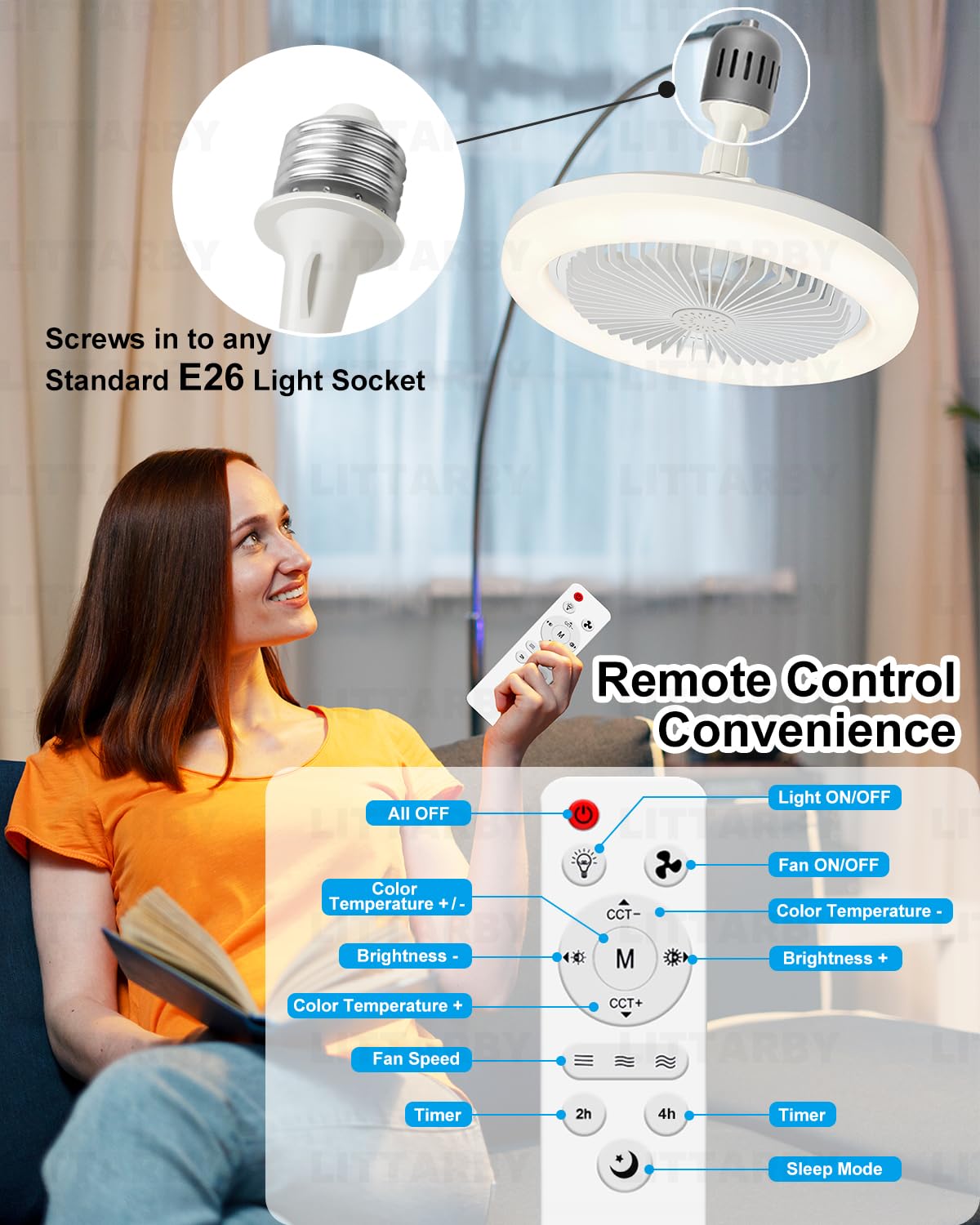 LITTARBY compact ceiling fan white — space-saving cooling for small rooms.