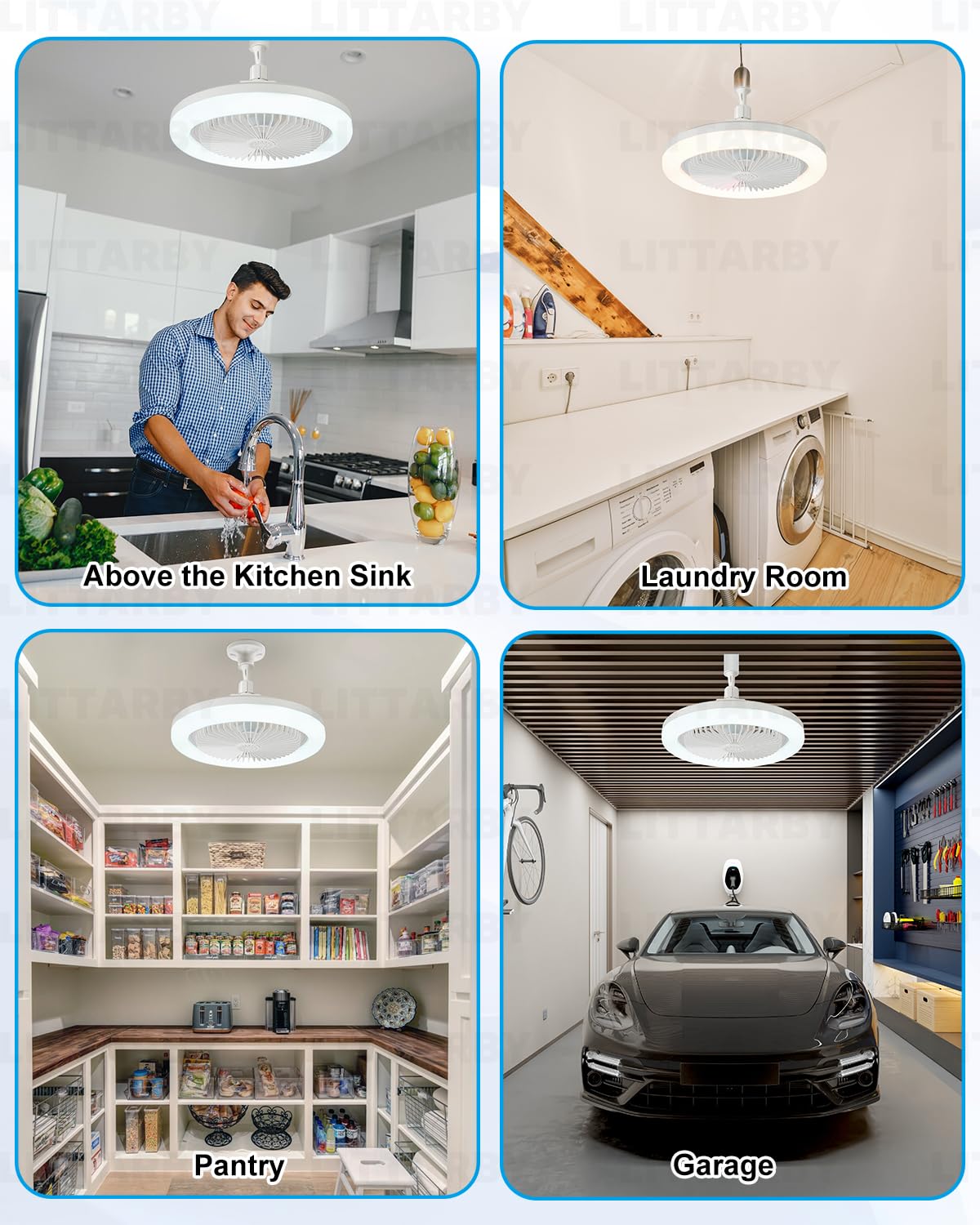 LITTARBY no-wiring ceiling fan — effortless installation without wiring changes.