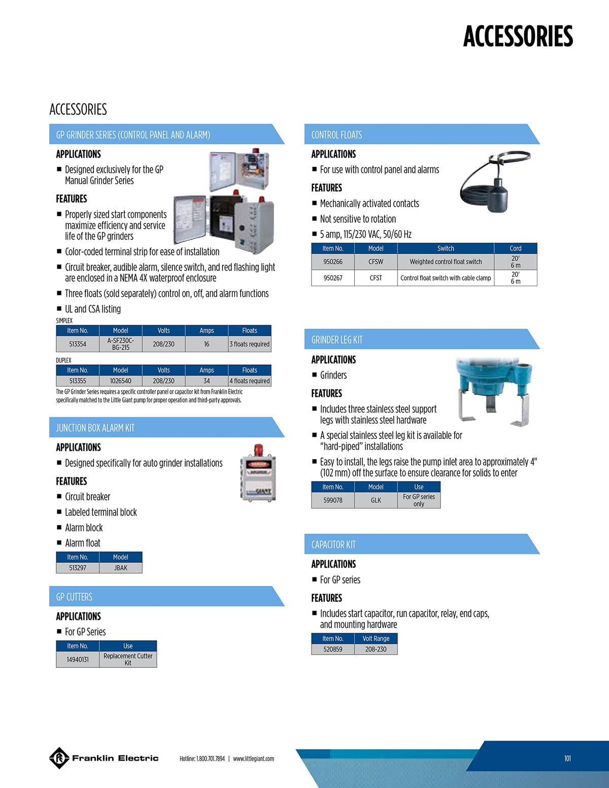 Little Giant CFST UL/CSA certified float switch ensuring safe, dependable pump-down switching.