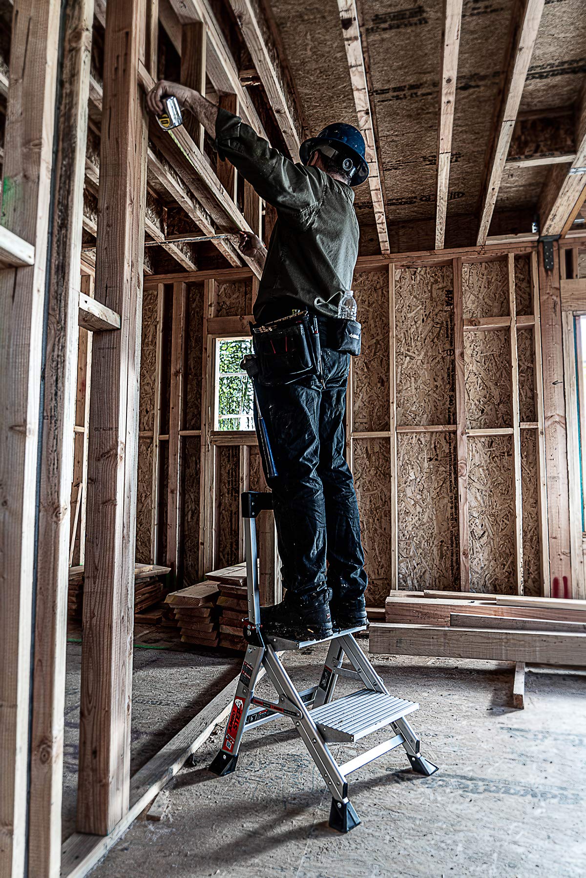 Little Giant Jumbo Step compact storage depth simplifies home setup.