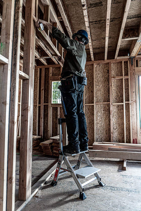 Little Giant Jumbo Step compact storage depth simplifies home setup.