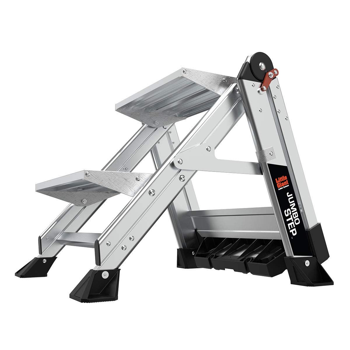 Little Giant Jumbo Step wide feet improve traction over drains and grates.
