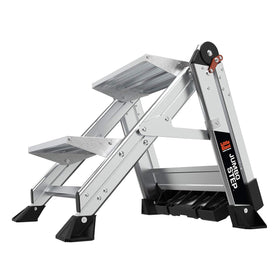 Little Giant Jumbo Step wide feet improve traction over drains and grates.