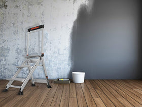 Little Giant Jumbo Step handrail provides extra balance when reaching the top platform.