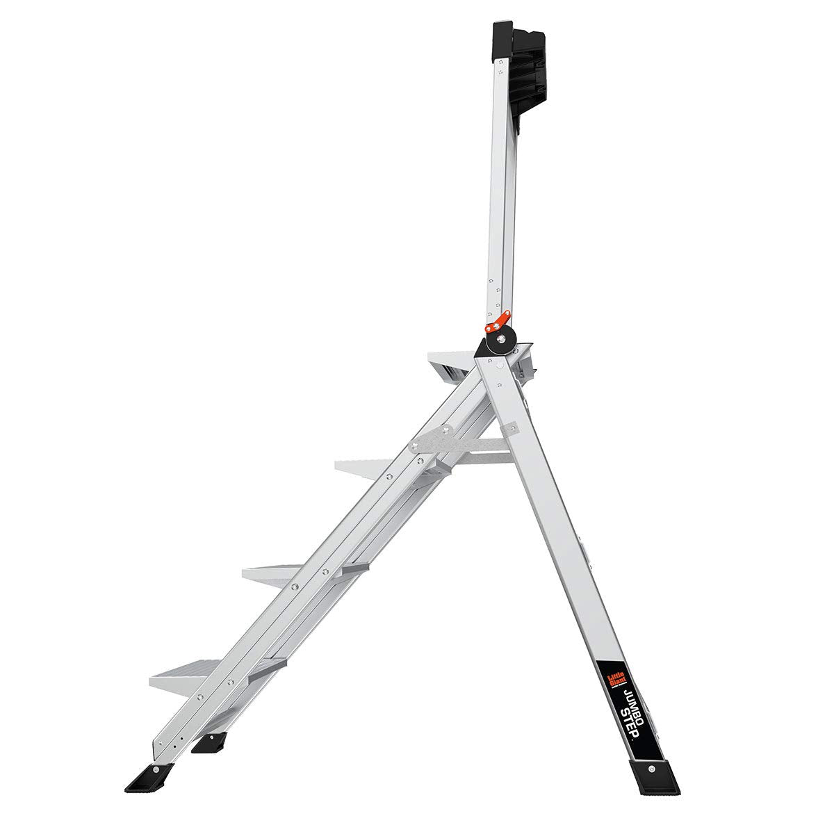 Little Giant Jumbo Step safety bar adds stability on the top step.