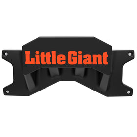 Little Giant Ladder Storage Rack dimensions shown for compact wall mounting saves space.