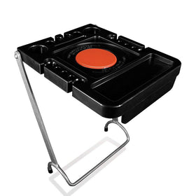 Little Giant Project Tray tool slots keep essential tools within easy reach on the ladder.