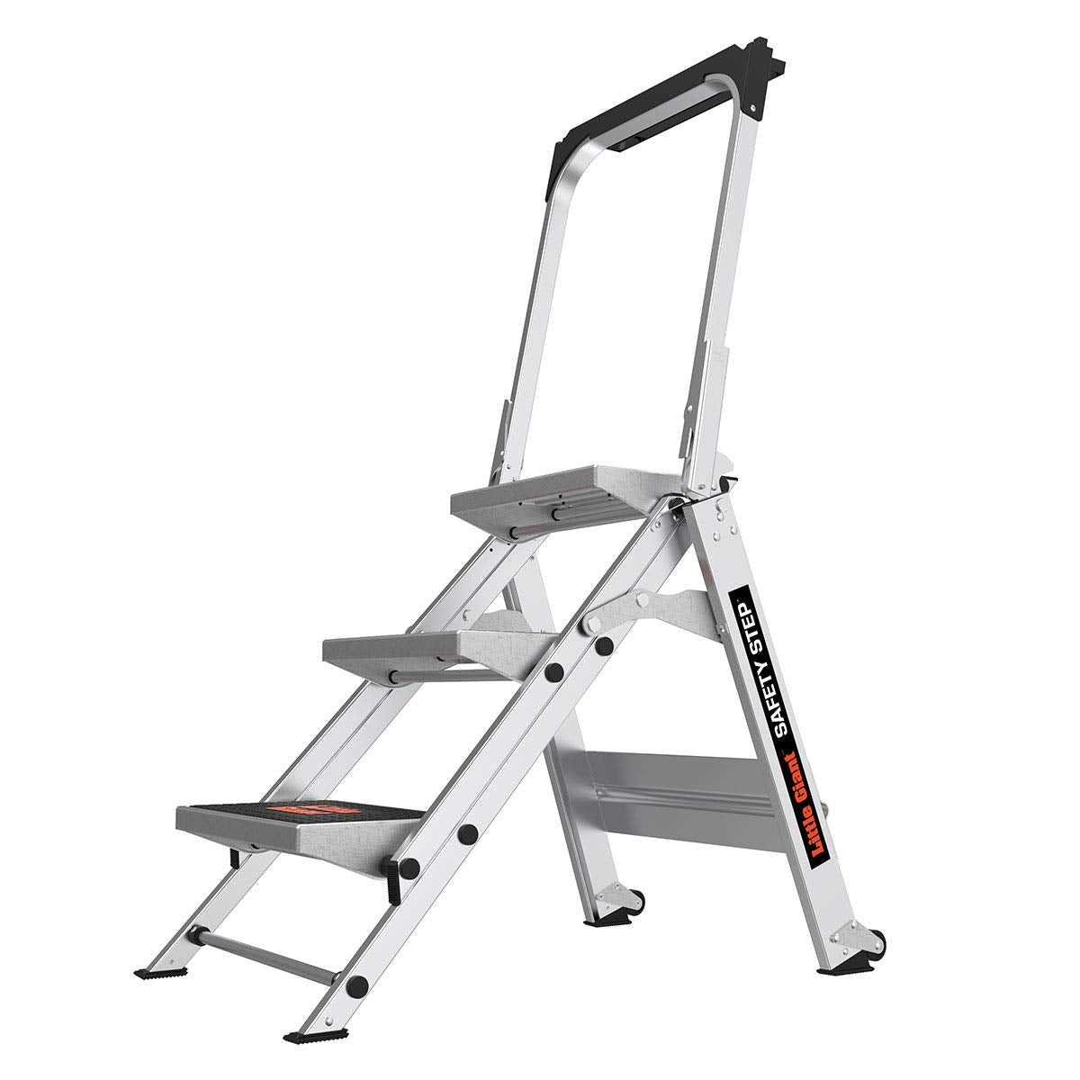 Little Giant Safety Step 3-step aluminum ladder in use for reach and stability