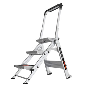 Little Giant Safety Step 3-step aluminum ladder in use for reach and stability