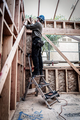 Little Giant Safety Step shows wide slip-resistant steps for secure footing