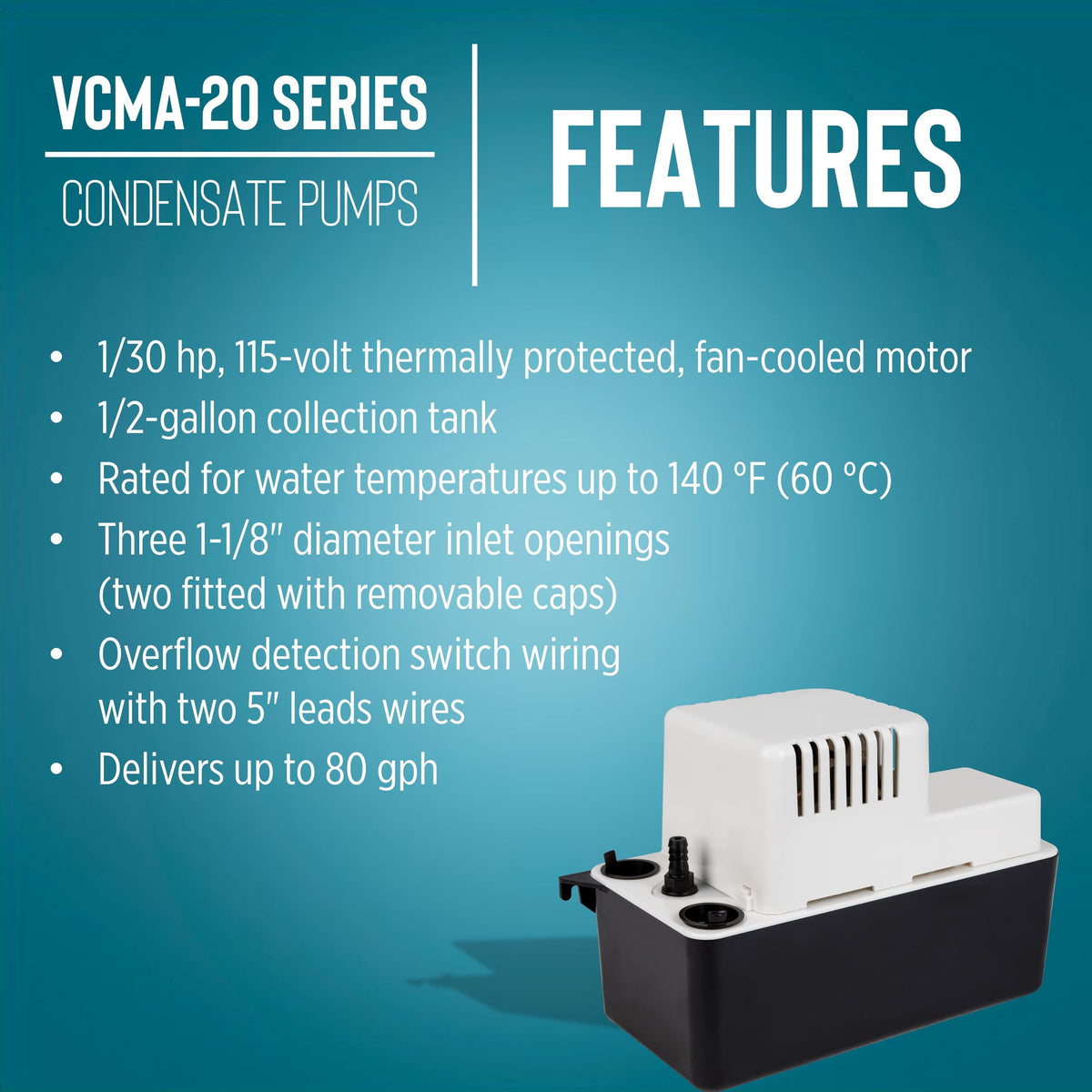 Little Giant VCMA-20ULST three-eighth inch discharge with built-in check valve