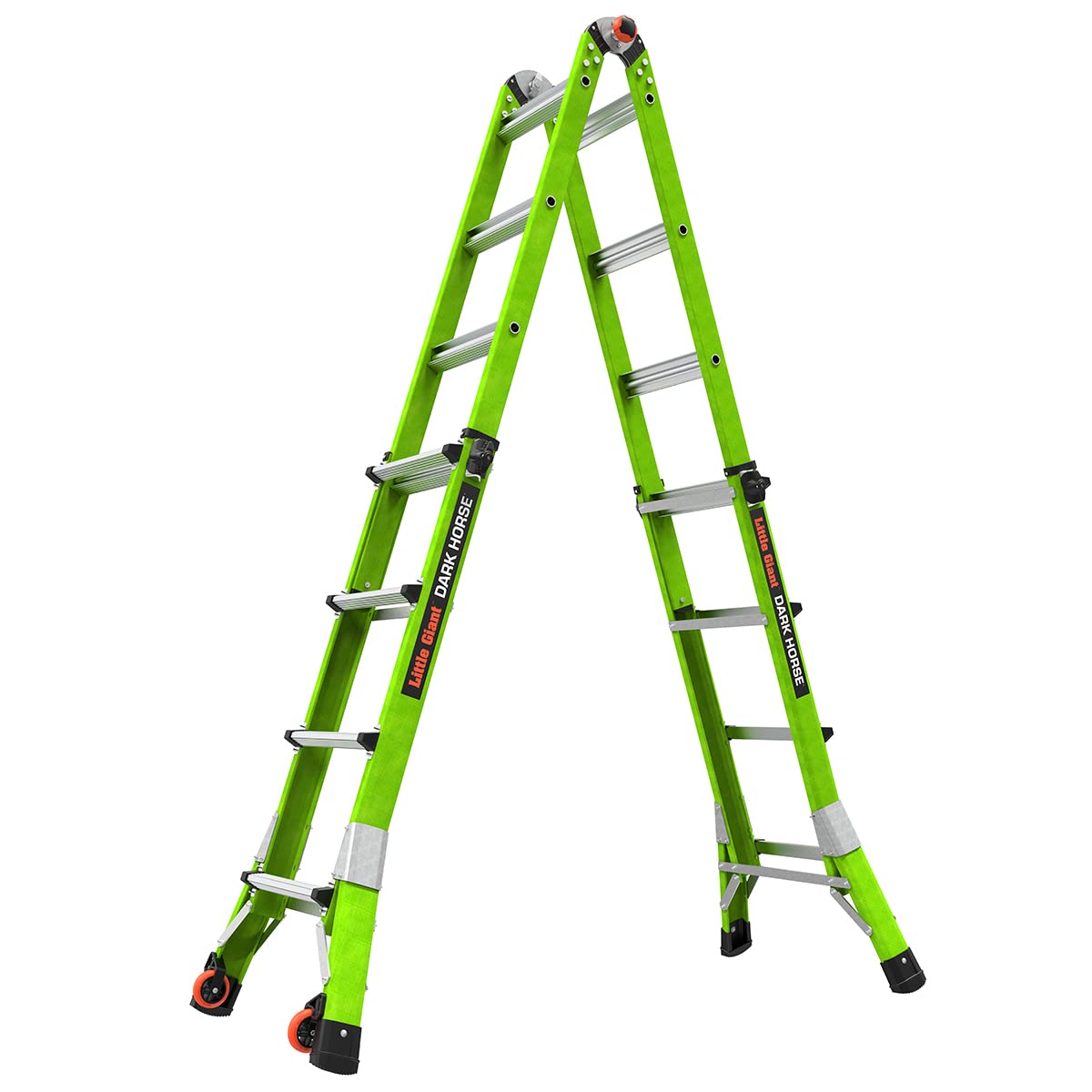Little Giant Dark Horse wide-flared base improves side-tip stability.