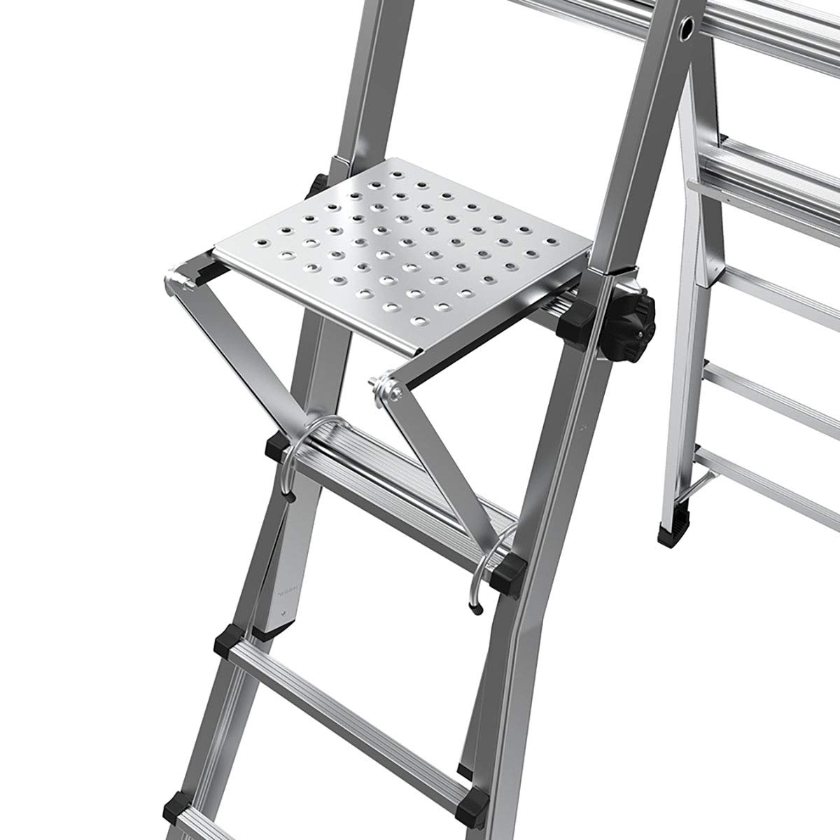 Little Giant 10104 Work Platform used as a stabilizing spreader bracket for scaffolding