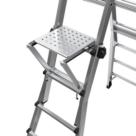 Little Giant 10104 Work Platform used as a stabilizing spreader bracket for scaffolding