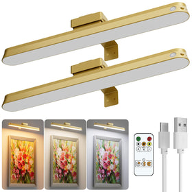 Little Joke 16-inch magnetic wall lights illuminate artwork with adjustable angle.