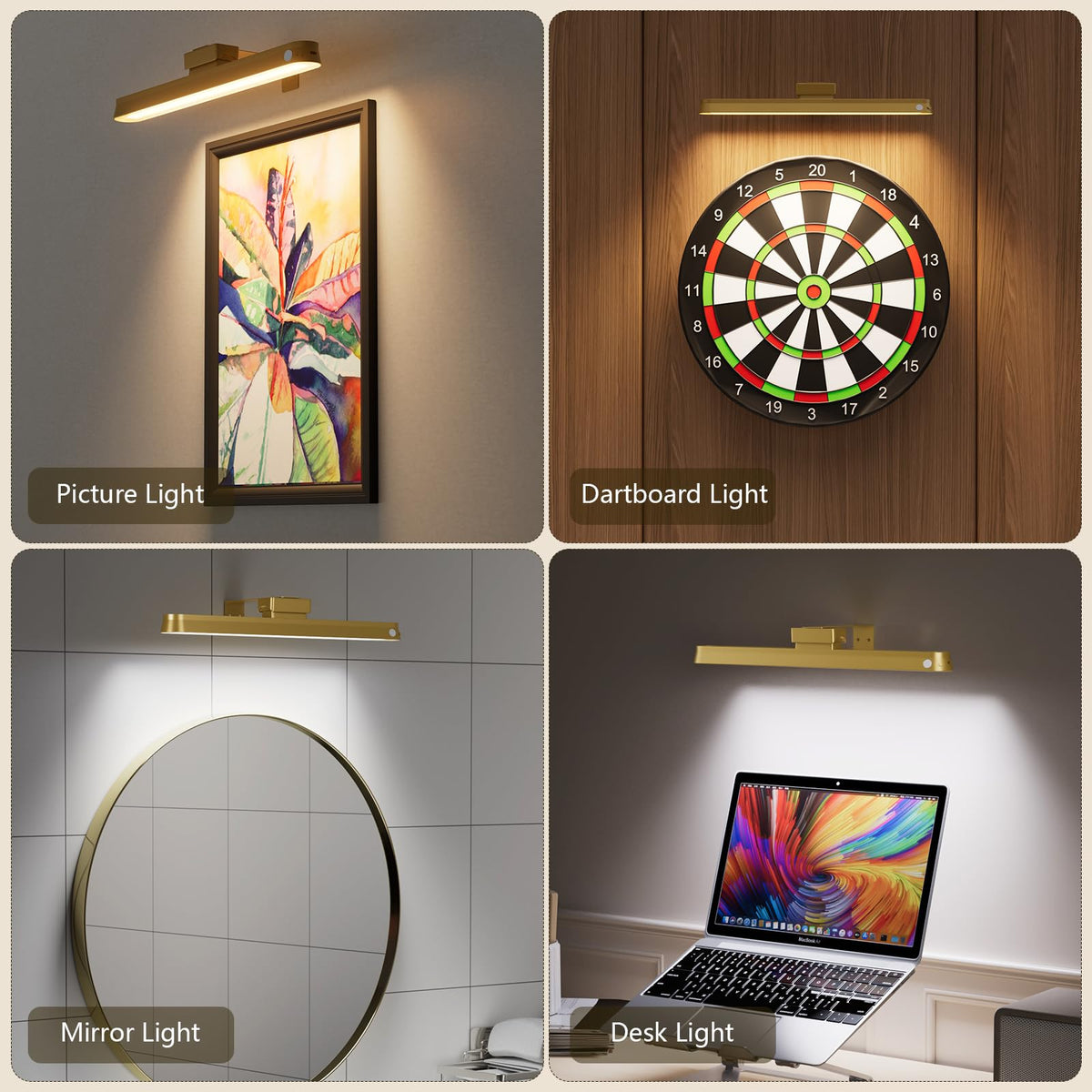 Little Joke wall display lighting enhances portraits and photos on frames.