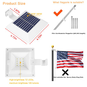 Little Joke solar flag pole light illuminates the flag at night in your yard.