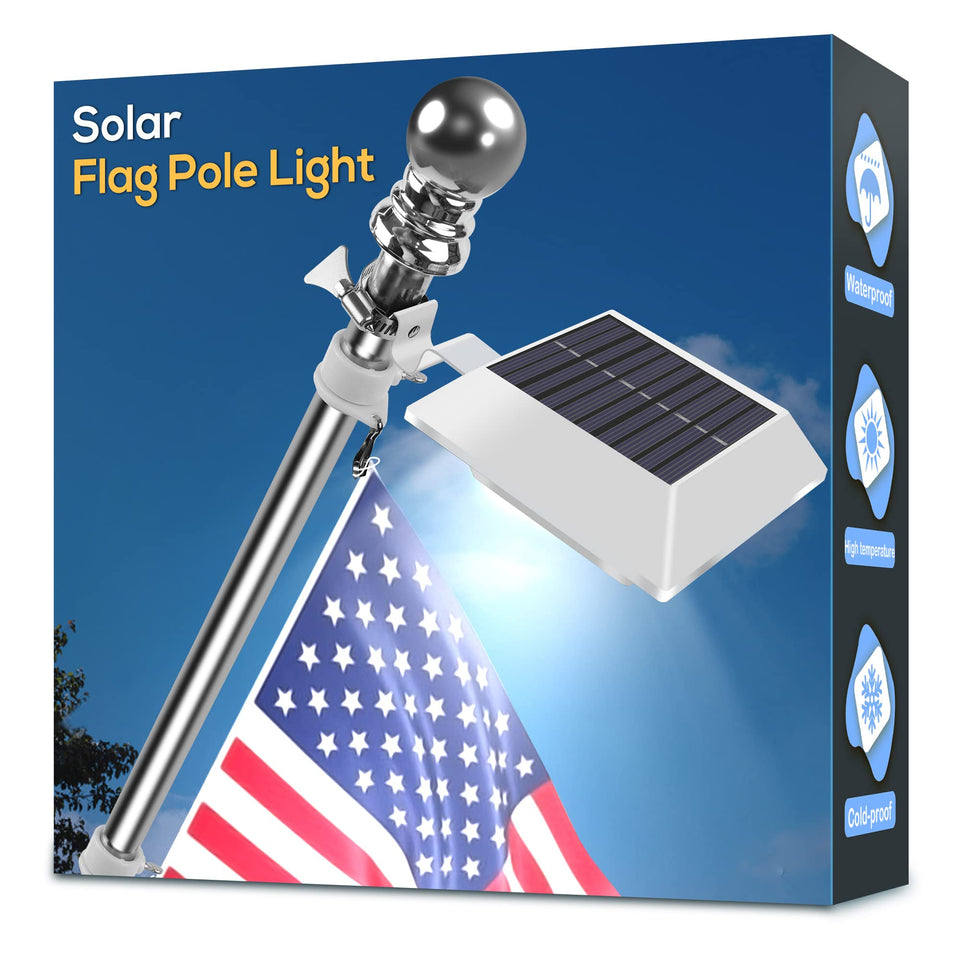 Little Joke solar flag pole light ready-to-install for easy outdoor illumination.