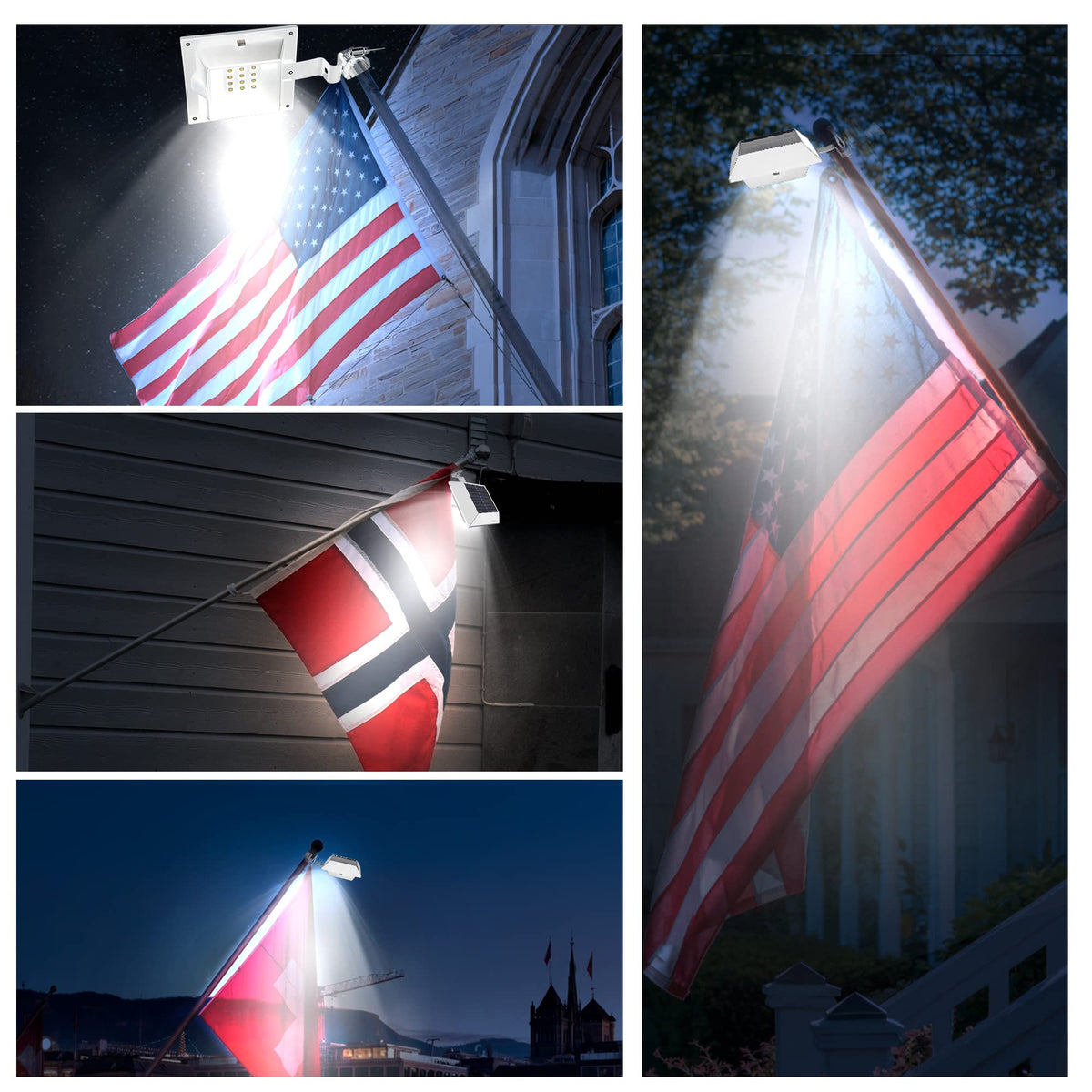 Little Joke solar flag pole light waterproof design withstands outdoor weather.