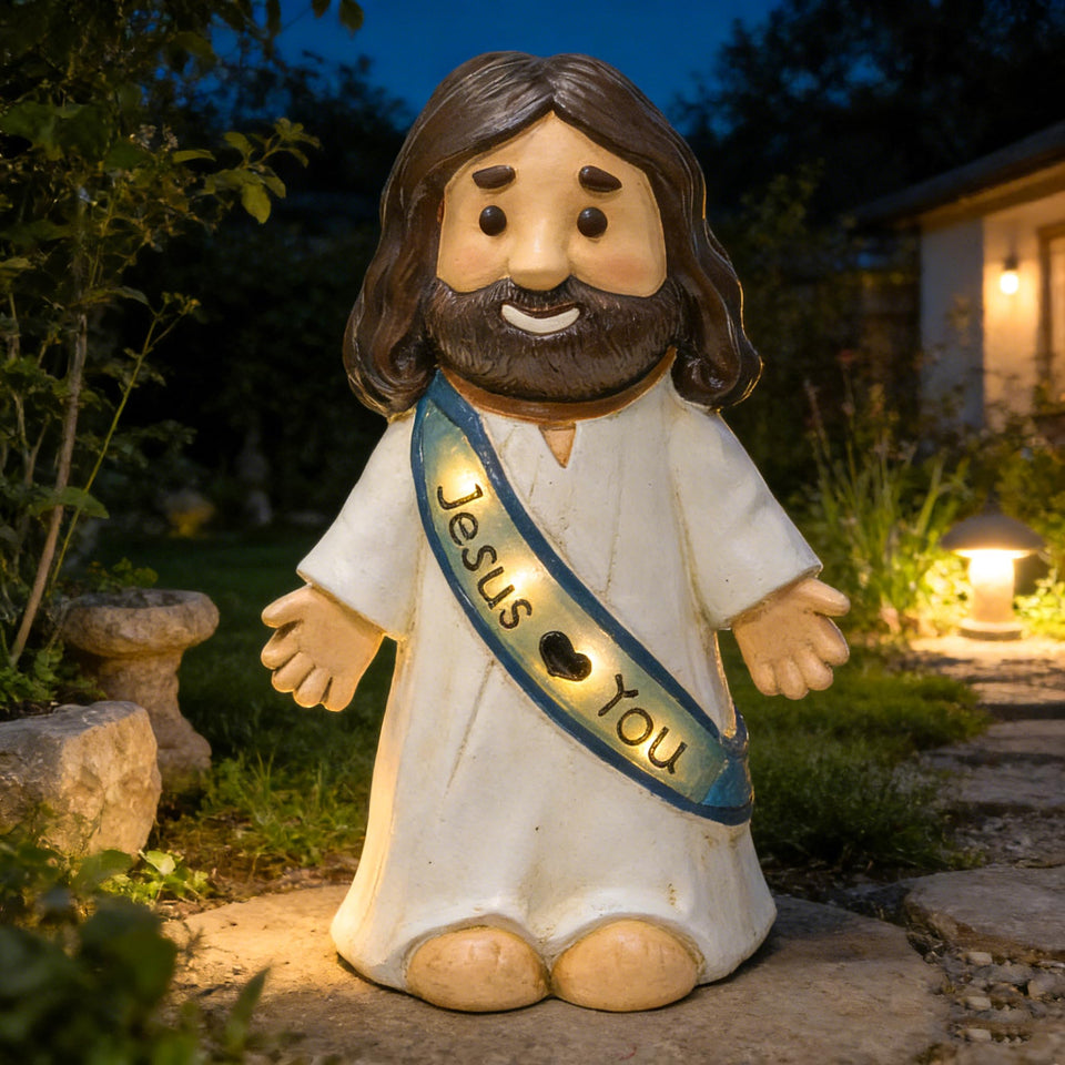 LIULO TOOL Jesus Love You solar lighted figurine 10.4-inch glow outdoors or indoors