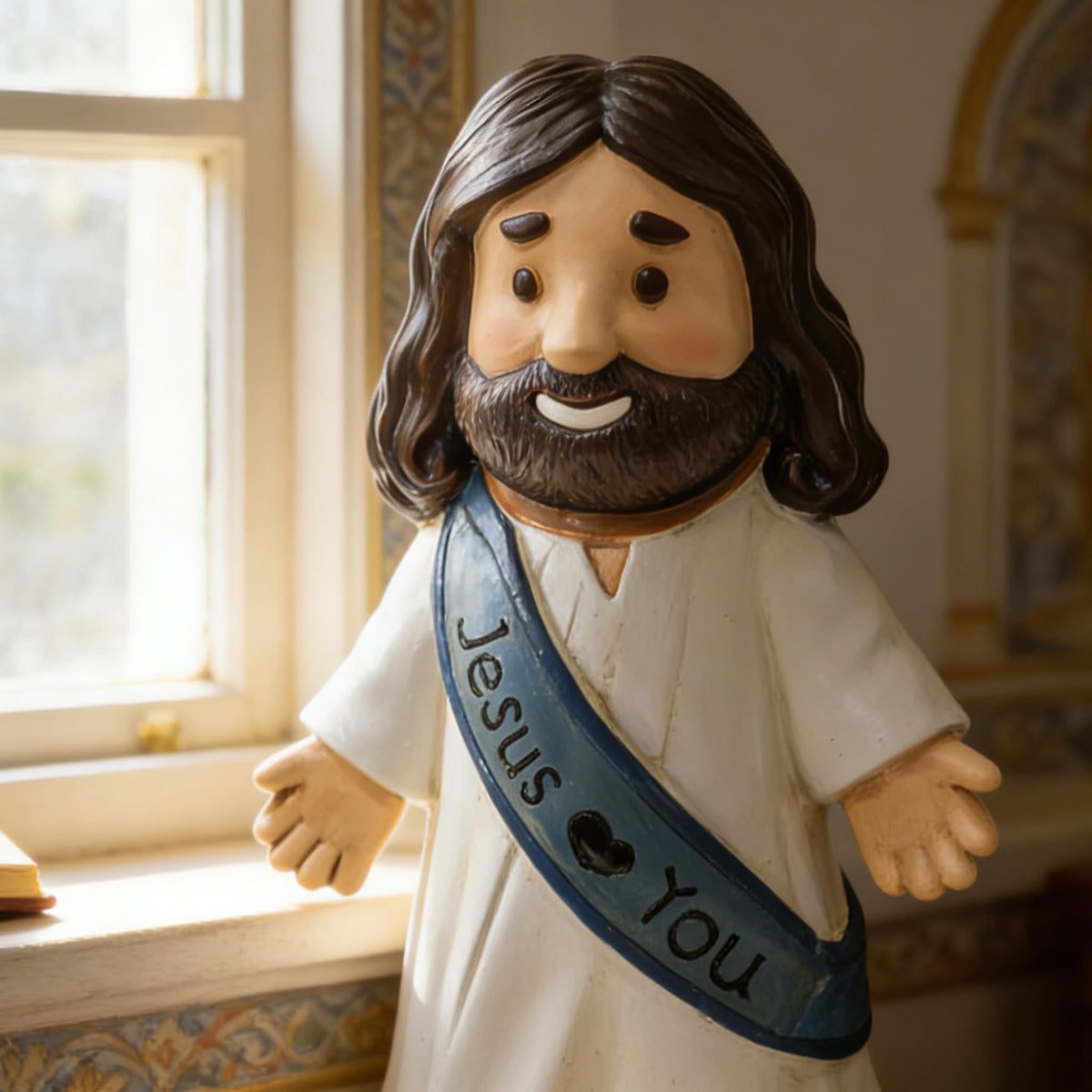 LIULO TOOL Jesus Love You figurine in garden display provides serene evening ambiance
