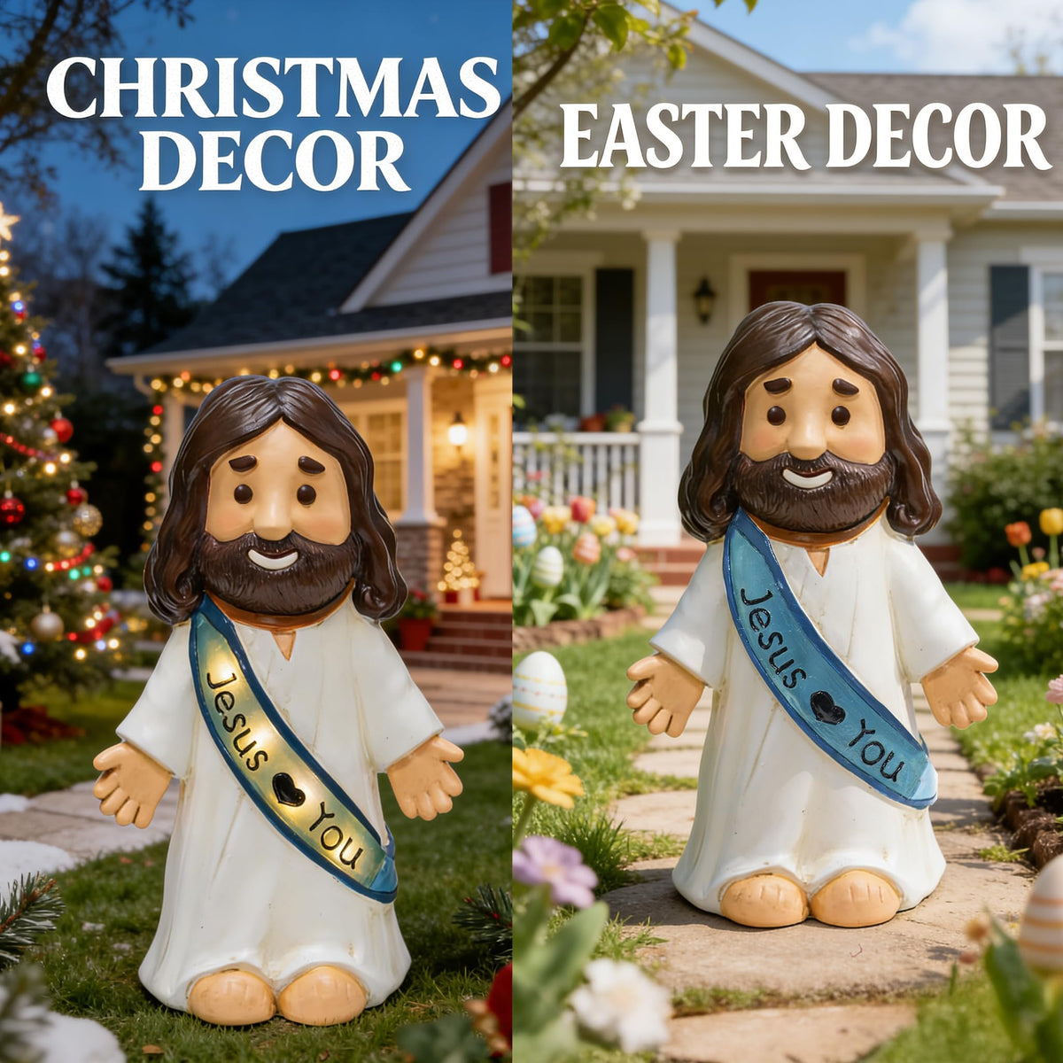 LIULO TOOL Jesus Love You figurine side view shows durable resin design for outdoors