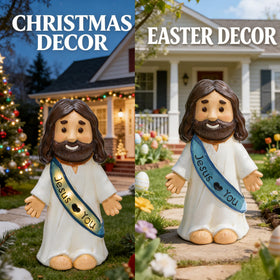 LIULO TOOL Jesus Love You figurine side view shows durable resin design for outdoors
