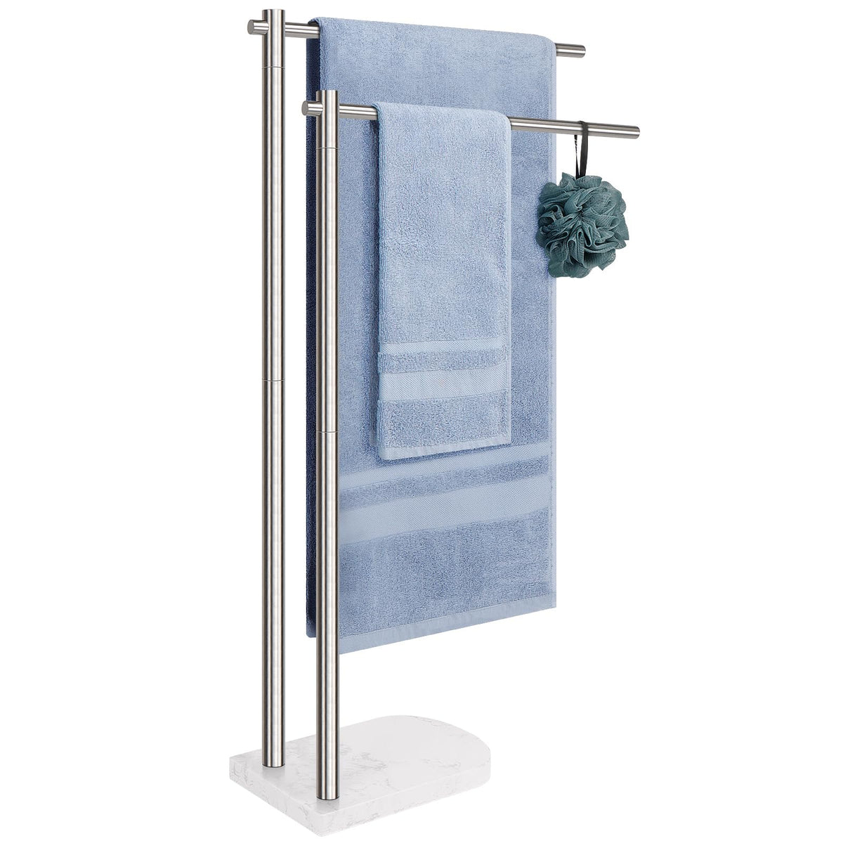 Livabber 2-tier standing towel rack in brushed nickel for stable daily use