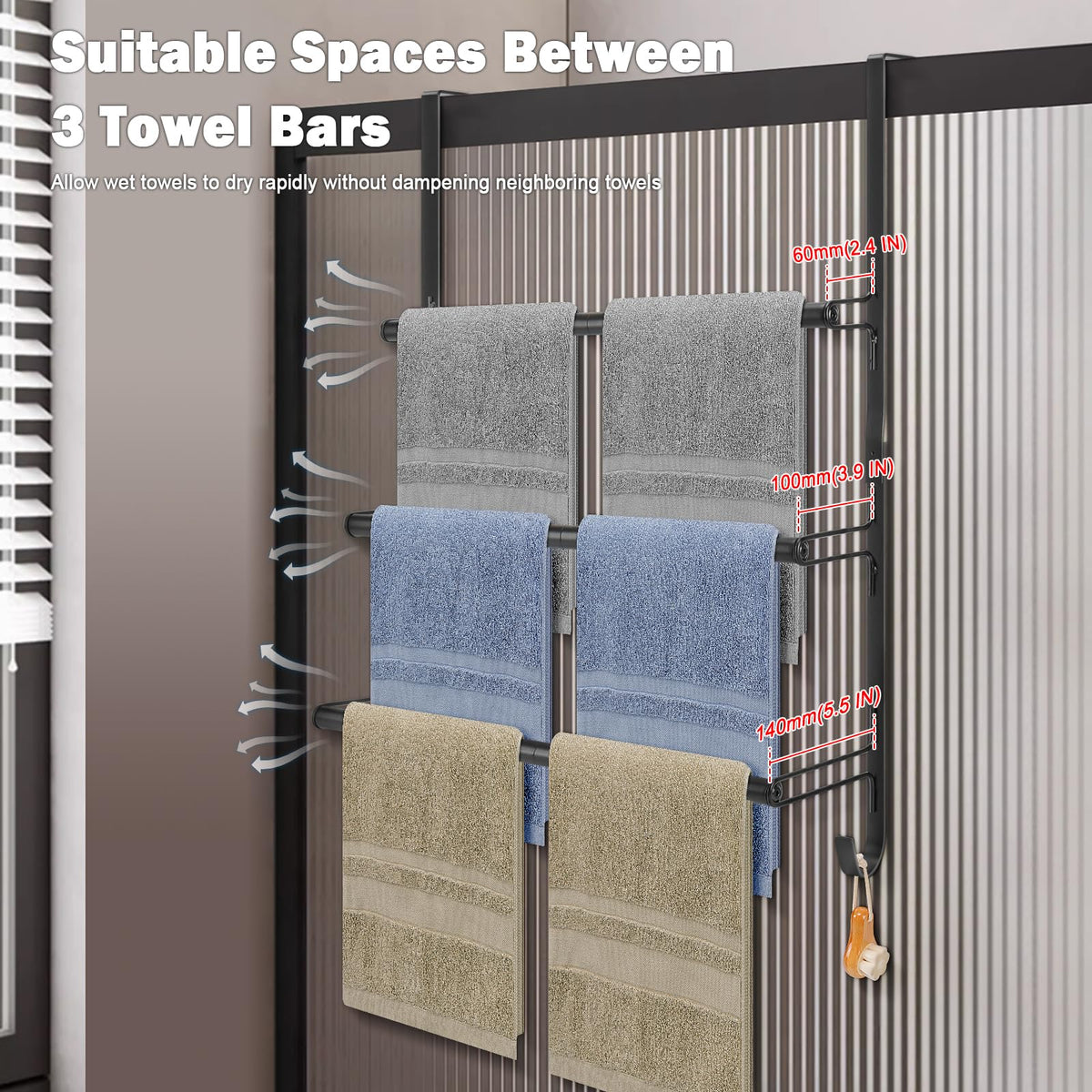 Livabber black rack door-mounted close-up on sturdy metal construction