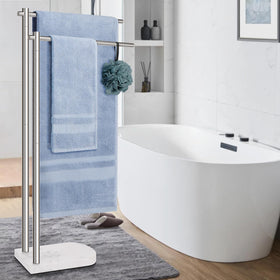 Livabber brushed nickel towel rack for bathroom and poolside spaces