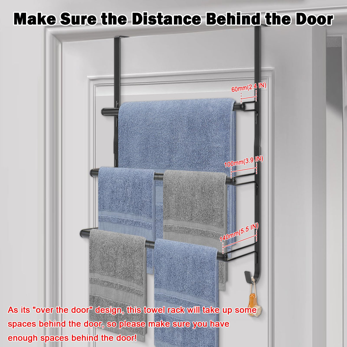 Livabber over-door rack with hooks illustrating towel and accessory storage