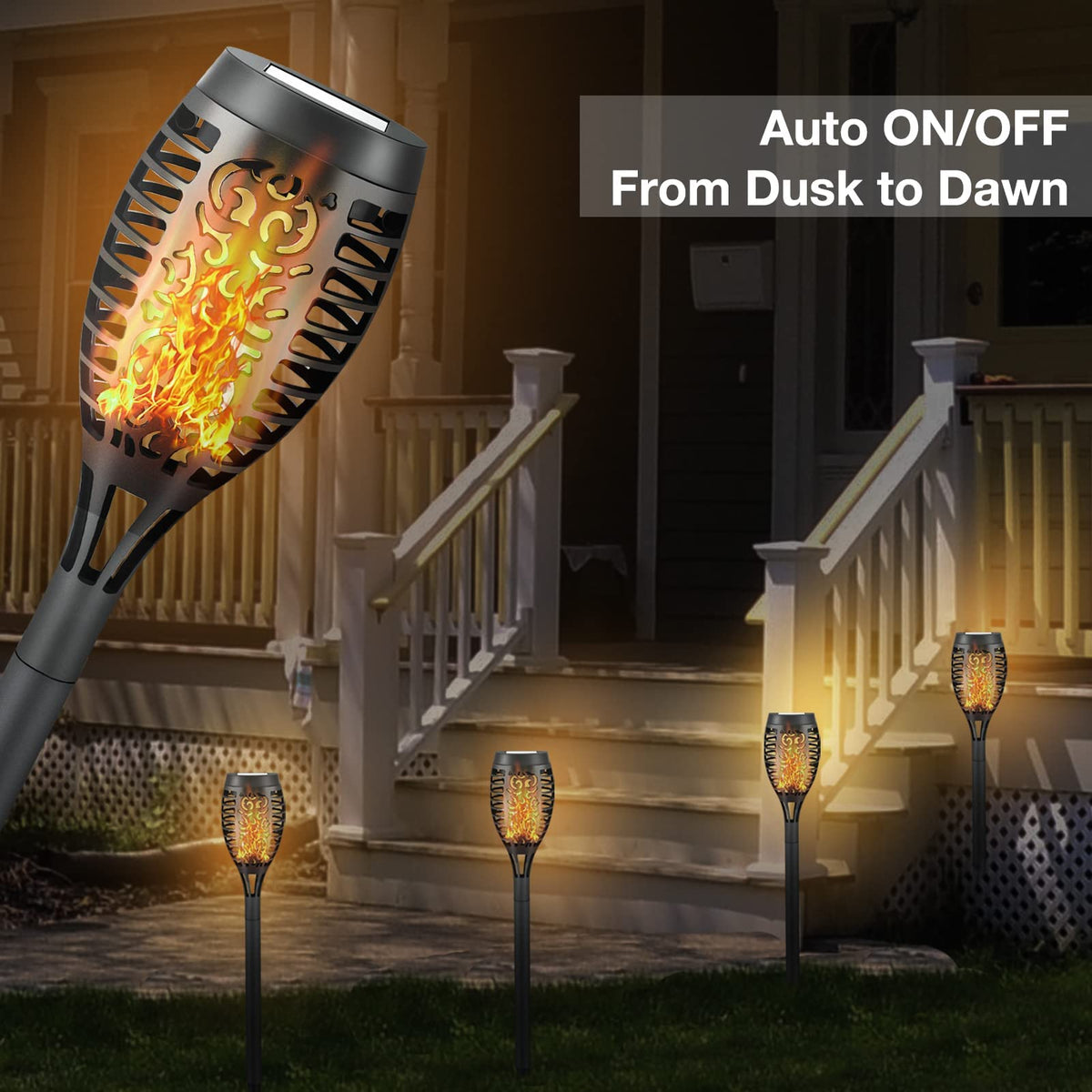 Liveasily torch lights with IP65 waterproof rating standing firm against rain.