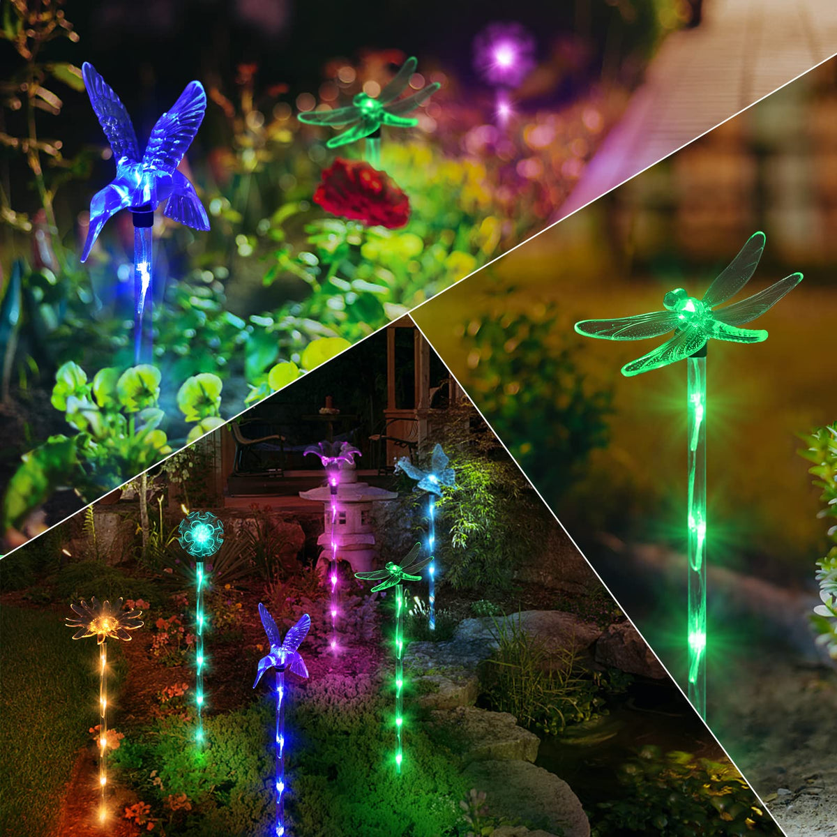Liveasily solar-powered garden lights with eight modes for versatile mood lighting.