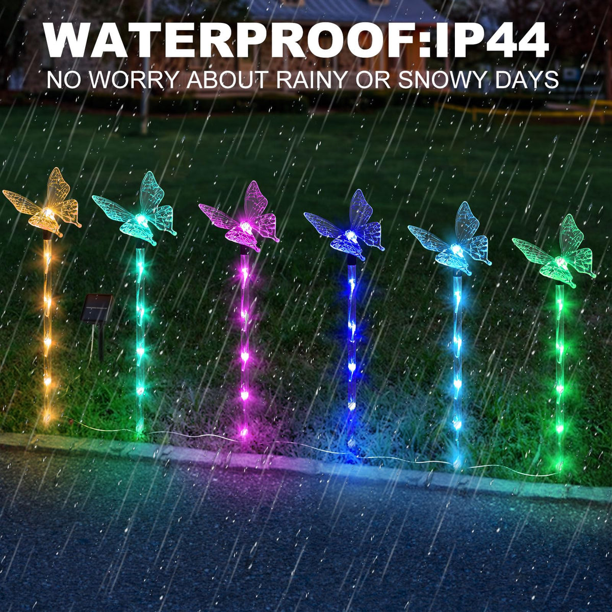 Liveasily waterproof butterfly lights withstand rain, keeping ambiance year-round.